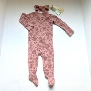 L'oved Baby Organic Zipper Sleeper & Matching Bow